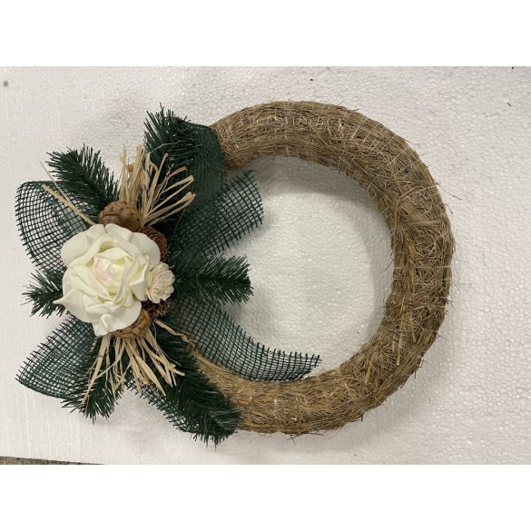 Díszitett szalmakoszorú 30 cm