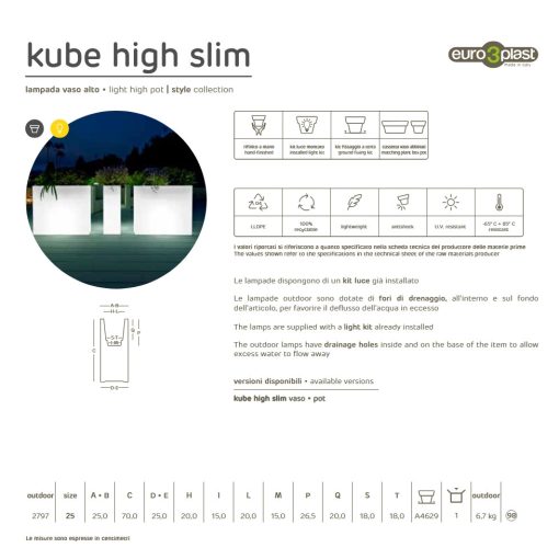 KUBE HIGH SLIM Light plant box 