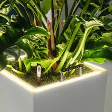 Lechuza CANTO Premium 40x40x40 cm low LED silver metallic 