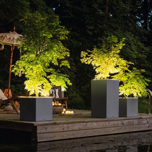 Lechuza CANTO Premium 40x40x40 cm low LED silver metallic 