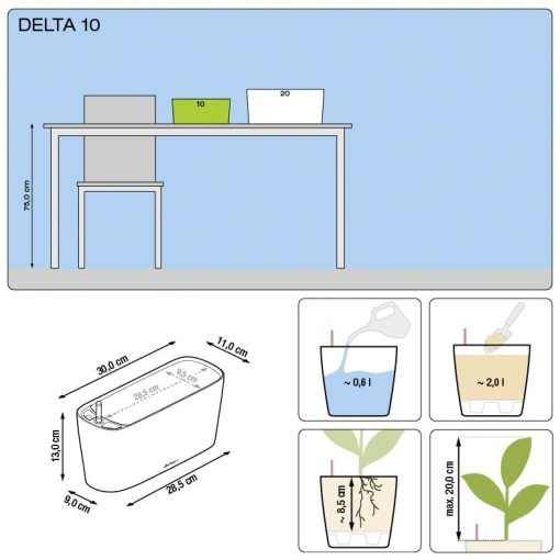 Lechuza Delta 10 Premium önöntözővel