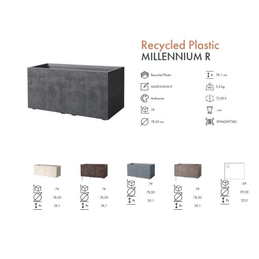 Deroma Cassetta Millennium antracit 78,5 x 39 x 39 cm