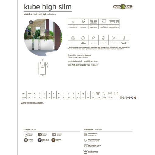Kube High Slim flower pot