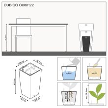 Lechuza Cubico color kaspó önöntözővel