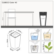 Lechuza Cubico color kaspó önöntözővel