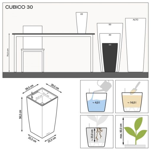 Lechuza Cubico Premium kaspó önöntözővel