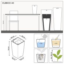 Lechuza Cubico Premium kaspó önöntözővel