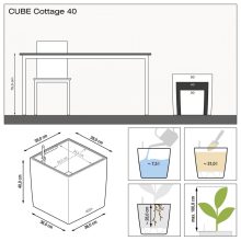 Lechuza  CUBE Cottage kiemelhető belsővel és önöntöző készlettel 3 méretben