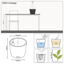 Lechuza NIDO Cottage 28 kiemelhető belsővel és önöntöző készlettel