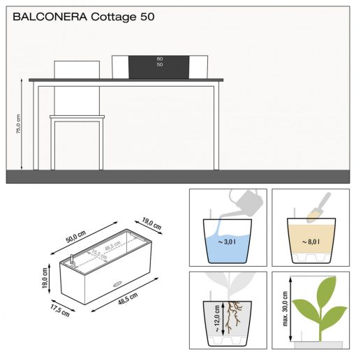 Lechuza Balconera Cottage 50 cm önöntözős balkonláda