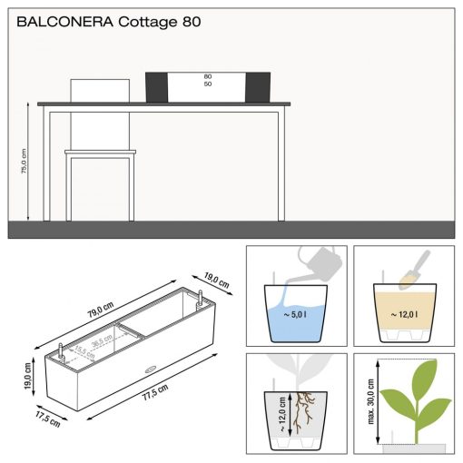 Lechuza Balconera Cottage 80 cm önöntözős balkonláda