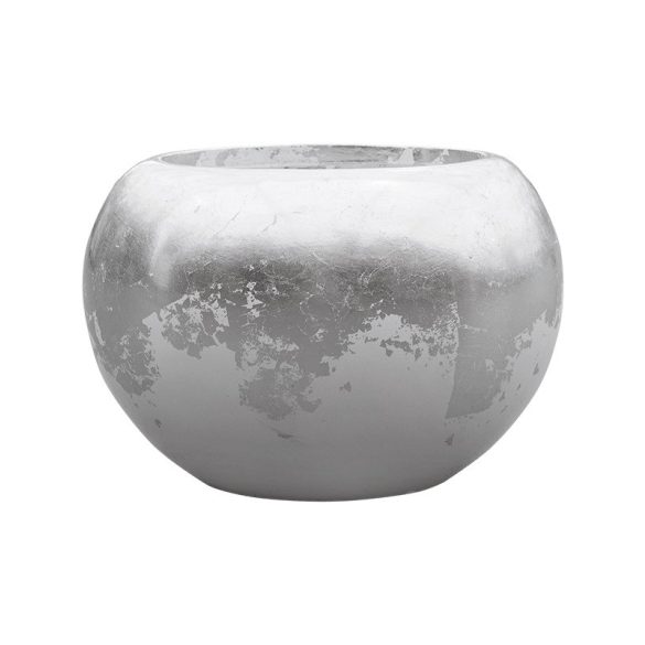 Luxe Lite Glossy Globe White-Silver kaspó