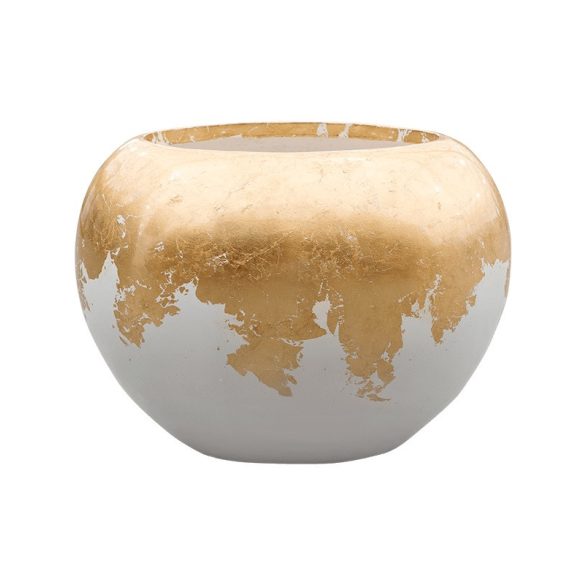 Luxe Lite Glossy Globe White-Gold kaspó