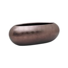 Metallic Silver Leaf Boat Matt Coffee ghiveci decorativ