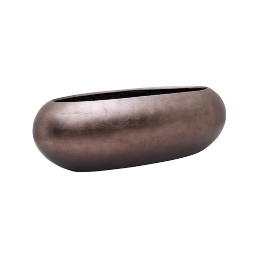 Metallic Silver Leaf Boat Matt Coffee ghiveci decorativ