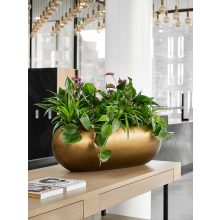 Metallic Silver Leaf Boat Matt Honey ghiveci decorativ