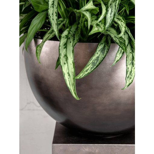 Bol decorativ Metallic Silver leaf Bowl Matt Coffee kaspó