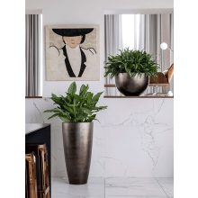 Bol decorativ Metallic Silver leaf Bowl Matt Coffee kaspó