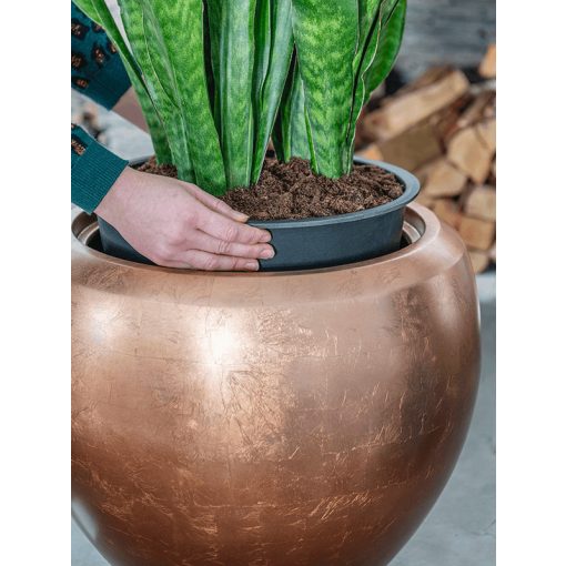 Metallic Silver leaf Couple Matt Copper ghiveci decorativ