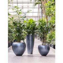 Metallic Silver leaf Couple Matt Ice Blue ghiveci decorativ
