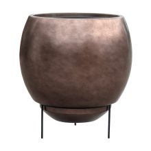 Metallic Silver leaf Globe Elevated Matt Coffee ghiveci decorativ