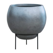 Metallic Silver leaf Globe Elevated Matt Silver Blue ghiveci decorativ