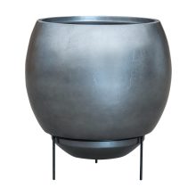 Metallic Silver leaf Globe Elevated Matt Silver Blue ghiveci decorativ