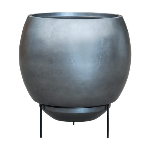 Metallic Silver leaf Globe Elevated Matt Silver Blue ghiveci decorativ