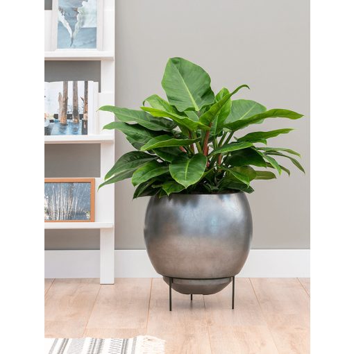 Metallic Silver leaf Globe Elevated Matt Silver Blue ghiveci decorativ
