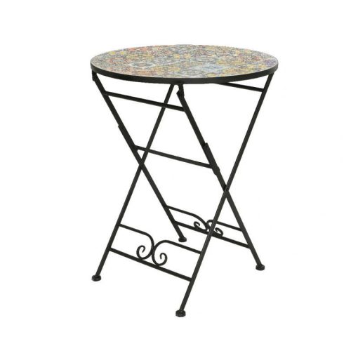Bistro Kerti asztal vasból mozaik mintával, 30x76 cm