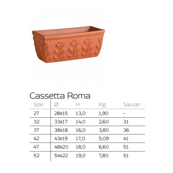 Casetta Roma római agyag balkonláda