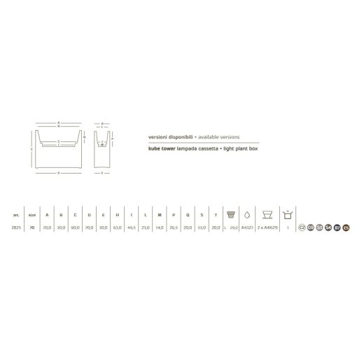 Kube Tower jardinieră 70x30x90 cm