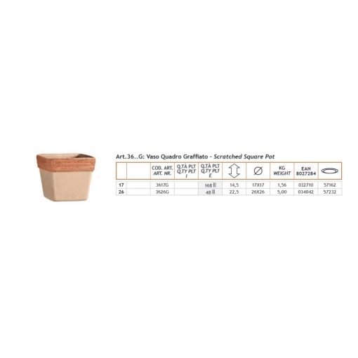 Vaso Quadro Graffiato 17cm