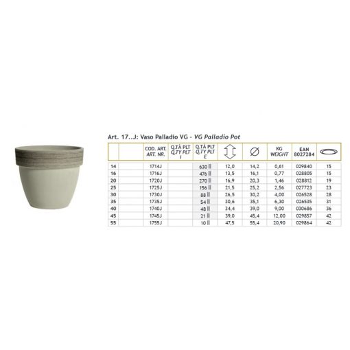 Vaso Palladio Vulcano Graffiato Agyagcserép