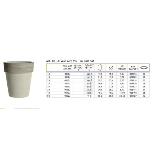Vaso Alto Vulcano Graffiato agyagcserép