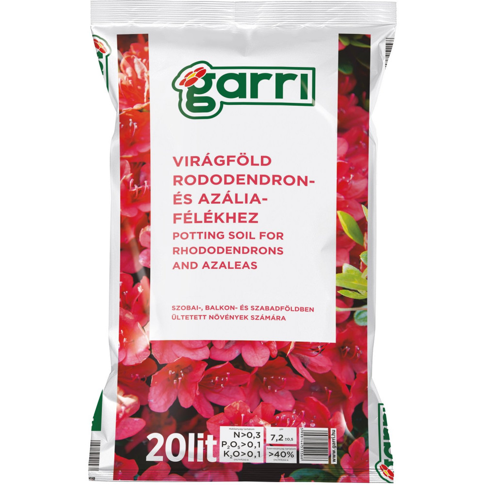 GARRI"A" Virágföld: Rhododendron és azáleaföld 20 literes GARRI"A" Virágföld: Rhododendron és azáleaföld 20 literes